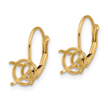 14k 7mm Round Leverback Earring Mountings — alternate view