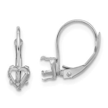 14k White Gold 5mm Heart Leverback Mountings