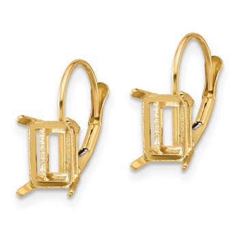 14k 7x5mm Emerald-cut Leverback Earring Mountings — alternate view