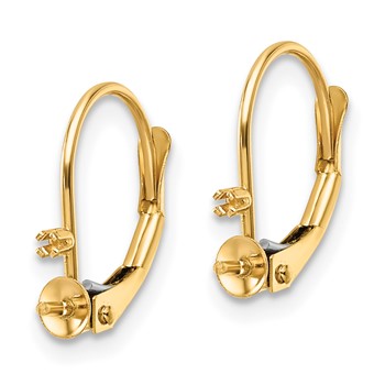 14k 5-5.5mm Pearl and Diamond Leverback Earring Mounting — alternate view