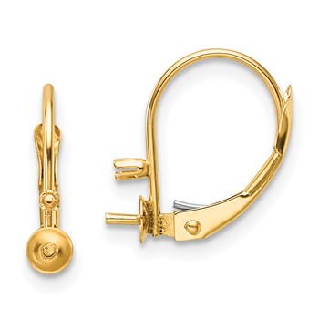 14k 5-5.5mm Pearl and Diamond Leverback Earring Mounting