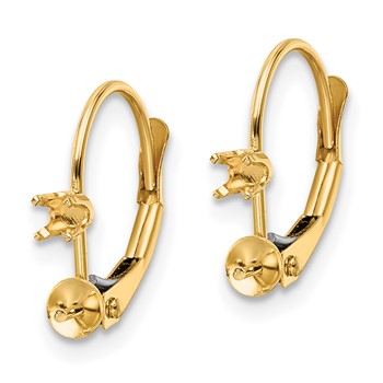 14k 6-6.5mm Pearl and Diamond Leverback Earring Mounting — alternate view