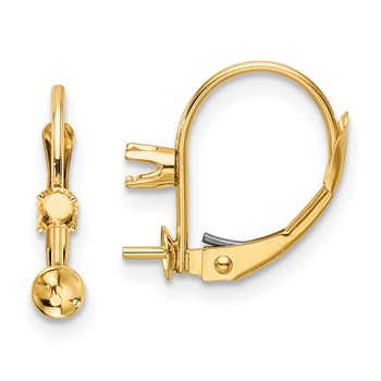 14k 6-6.5mm Pearl and Diamond Leverback Earring Mounting