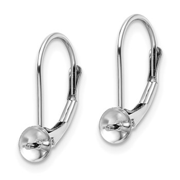 14k White Gold 8-8.5mm Pearl Leverback Earring Mounting — alternate view