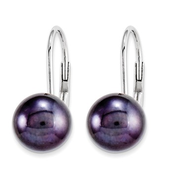 14k Black FW Cultured Pearl leverback earrings