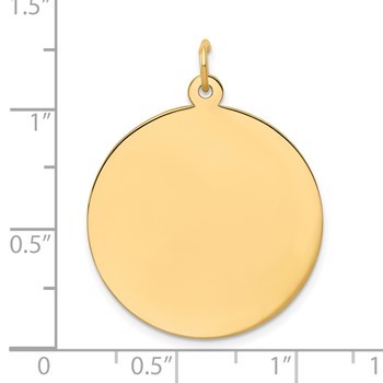 14k Plain .050 Gauge Round Engravable 25mm Disc Charm — alternate view