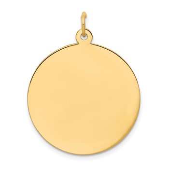 14k Plain .050 Gauge Round Engravable 25mm Disc Charm