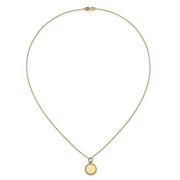 14k Plain .018 Gauge Engravable Round Disc Charm on 18 inch Chain — alternate view