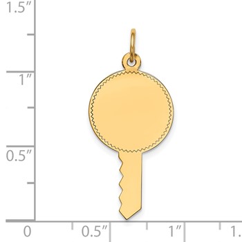 14k Plain .011 Gauge Engravable Key 28x15mm Disc Charm — alternate view