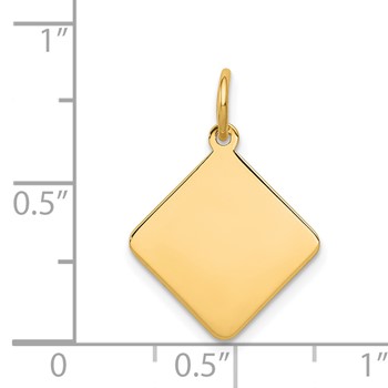 14k Plain .018 Gauge Diamond-Shaped Engravable 16.5x15mm Disc Charm — alternate view