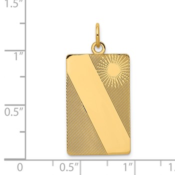 14k Patterned Sunburst with Diagonal Stripe .013 Gauge Engravable Rectangular 27x14mm Disc Charm — alternate view