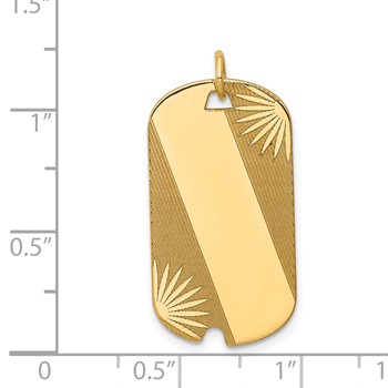 14k Patterned Sunburst with Diagonal Stripe .013 Gauge Engravable 28x15mm Dog Tag Disc Charm — alternate view