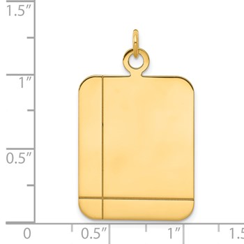 14k Plain with Etched Lines Rectangular .027 Gauge Engravable 30x20mm Disc Charm — alternate view