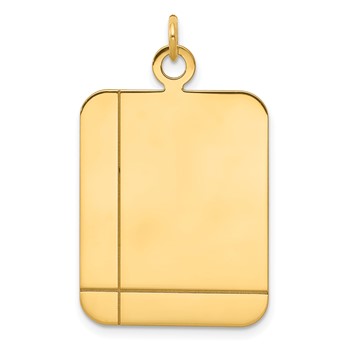 14k Plain with Etched Lines Rectangular .027 Gauge Engravable 30x20mm Disc Charm