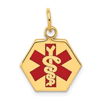 10k Red Enamel Medical Jewelry Pendant