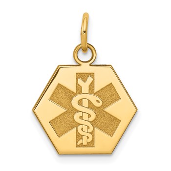 14k 15mm Hexagon Non-enameled Medical Jewelry Pendant