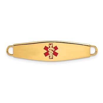 14k 34x8mm Red Enameled Oval Shape Medical ID Plate