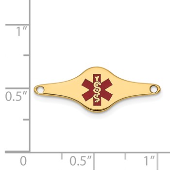 14k 25x9mm Red Enameled Shaped Medical ID Plate — alternate view