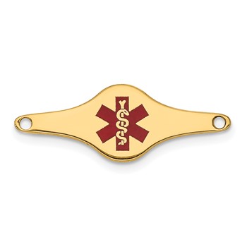 14k 25x9mm Red Enameled Shaped Medical ID Plate
