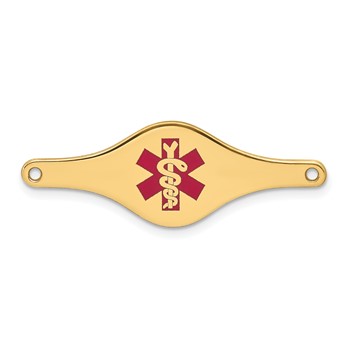 14k 34x12mm Red Enameled Shaped Medical ID Plate