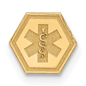 14k 6mm Hexagon Non-enameled Attachable Medical Jewelry Emblem