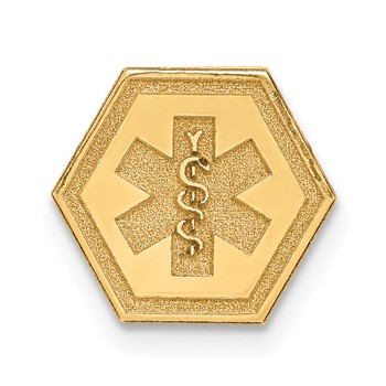 14k 9.5mm Hexagon Non-enameled Attachable Medical  Jewelry Emblem