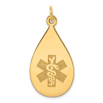 14k 28x16mm Teardrop Non-enameled Medical Jewelry Pendant