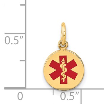 10k Red Enamel Medical Jewelry Pendant — alternate view