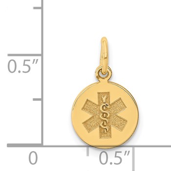 14k 9.5mm Round Non-enameled Medical Jewelry Pendant — alternate view