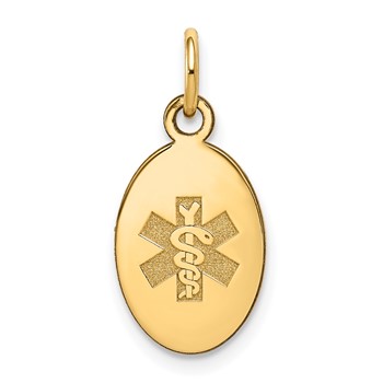 14k 16x9.5mm Oval Non-enameled Medical Jewelry Pendant