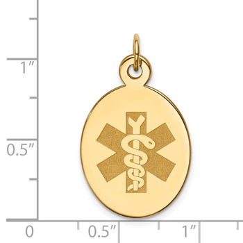 14k 23x16.5mm Oval Non-enameled Medical Jewelry Pendant — alternate view