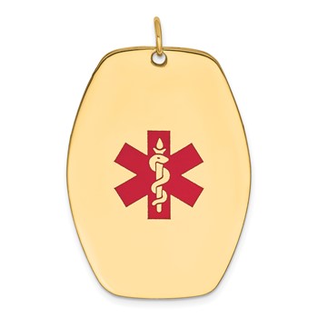 14k 36x27mm Red Enameled Medical Jewelry Pendant