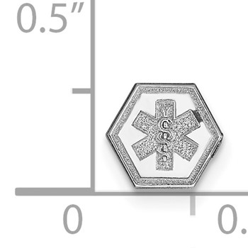 14k White Gold 6mm Hexagon Non-enameled Attachable Medical Jewelry Emblem — alternate view