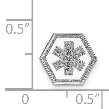 14k White Gold 9.5mm Hexagon Non-enameled Attachable Medical Jewelry Emblem — alternate view