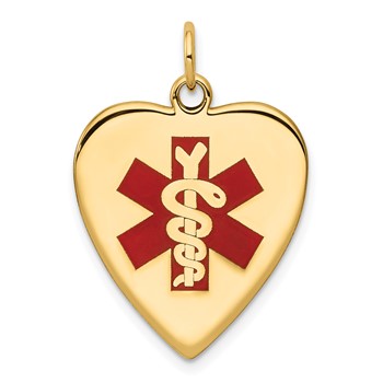 10k Heart-Shaped Enameled Medical Jewelry Pendant