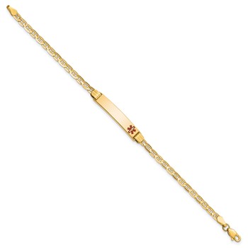 14K Medical Solid Chain/Solid Plate 26x5mm Off-Center Red Enamel Anchor Link 6 inch Baby/Child ID Bracelet — alternate view