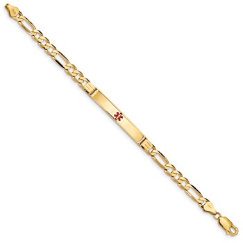 14K Medical Red Enamel Figaro ID Bracelet — alternate view