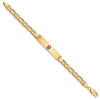 14K Medical Red Enamel Anchor Link ID Bracelet — alternate view