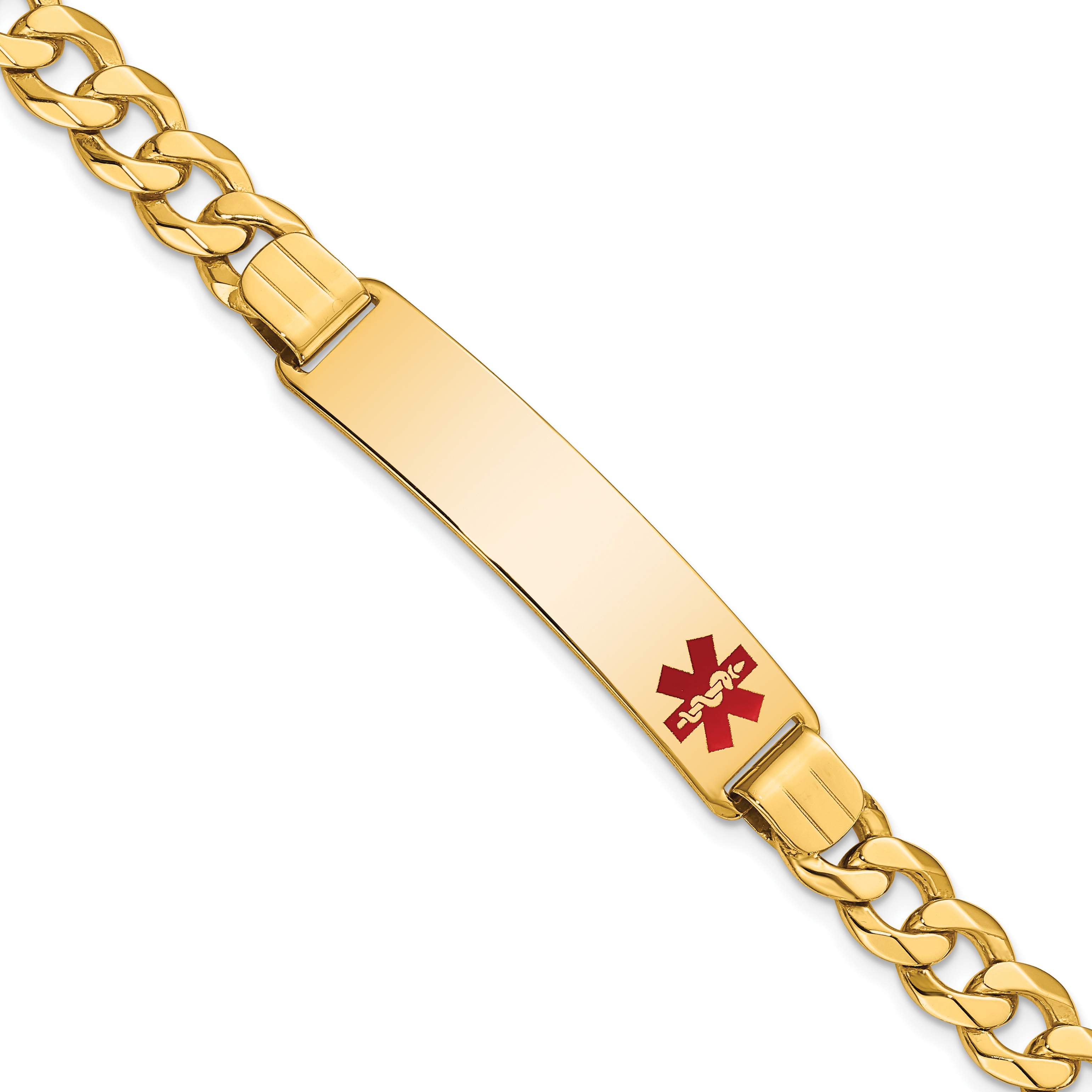 14k Medical Semi-Solid Chain/Solid Plate 26x5mm Off-Center 14k Medical Semi-Solid Chain/Solid Plate 26x5mm Off-Center
