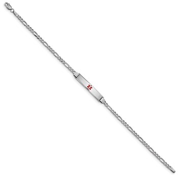 14K WG Medical Red Enamel Figaro Link ID Bracelet — alternate view