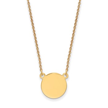 14k Plain .027 Gauge Round Engravable 12x12mm Disc 18 inch Necklace