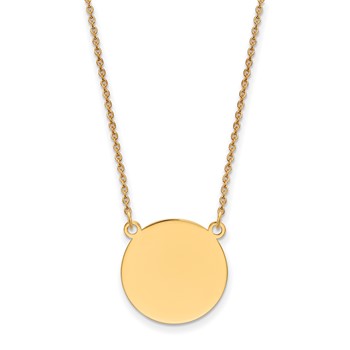 14k Plain .027 Gauge Round Engravable 17x17mm Disc 18 inch Necklace