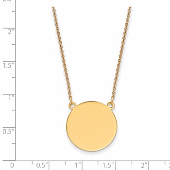 14k Plain .027 Gauge Round Engravable 19x19mm Disc 18 inch Necklace — alternate view