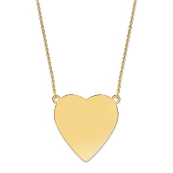 14k Plain .018 Gauge Heart Engravable 27x27mm Disc 18 inch Necklace