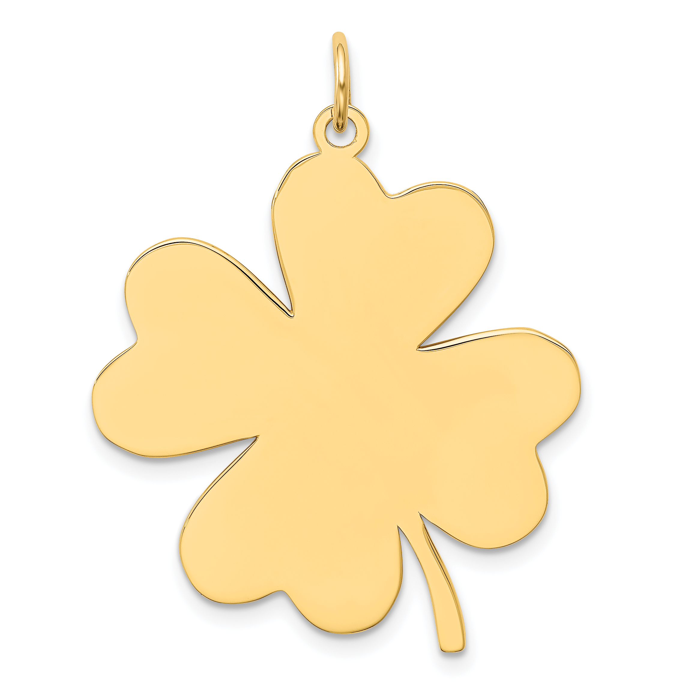 10k Plain .018 Gauge Engravable Clover Disc Charm
