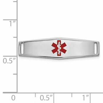 14k White Gold Polished 24x7mm Centered Red Epoxy Enameled Medical ID Soft Diamond Shape Plate # 816 — alternate view
