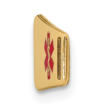 14k Polished 24x7mm Off-Center Red Epoxy Enameled Medical ID Soft Diamond Shape Plate # 816 — alternate view