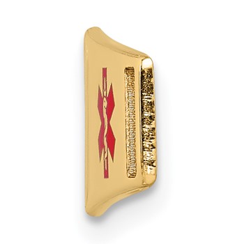14K 36x9mm Off-Center Red Epoxy Enameled Soft Diamond Shape Medical ID Plate # 818 — alternate view