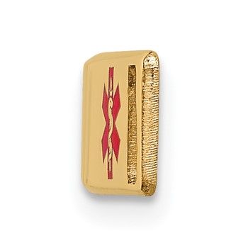 14K 36x6mm Off-Center Red Epoxy Enameled Medical ID Plate # 818 — alternate view