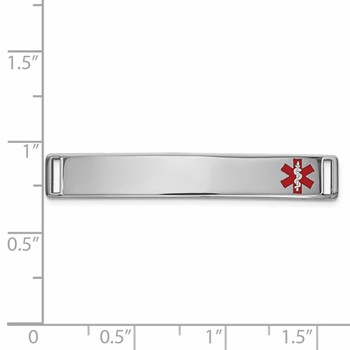 14K White Gold 36x6mm Off-Center Red Epoxy Enameled Medical ID Plate # 818 — alternate view